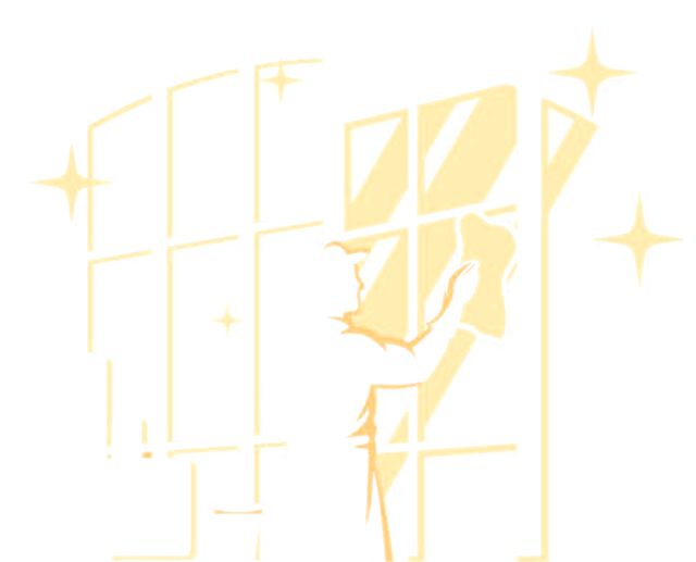 QTO Cleaning shield logo: a cleaner wiping a window